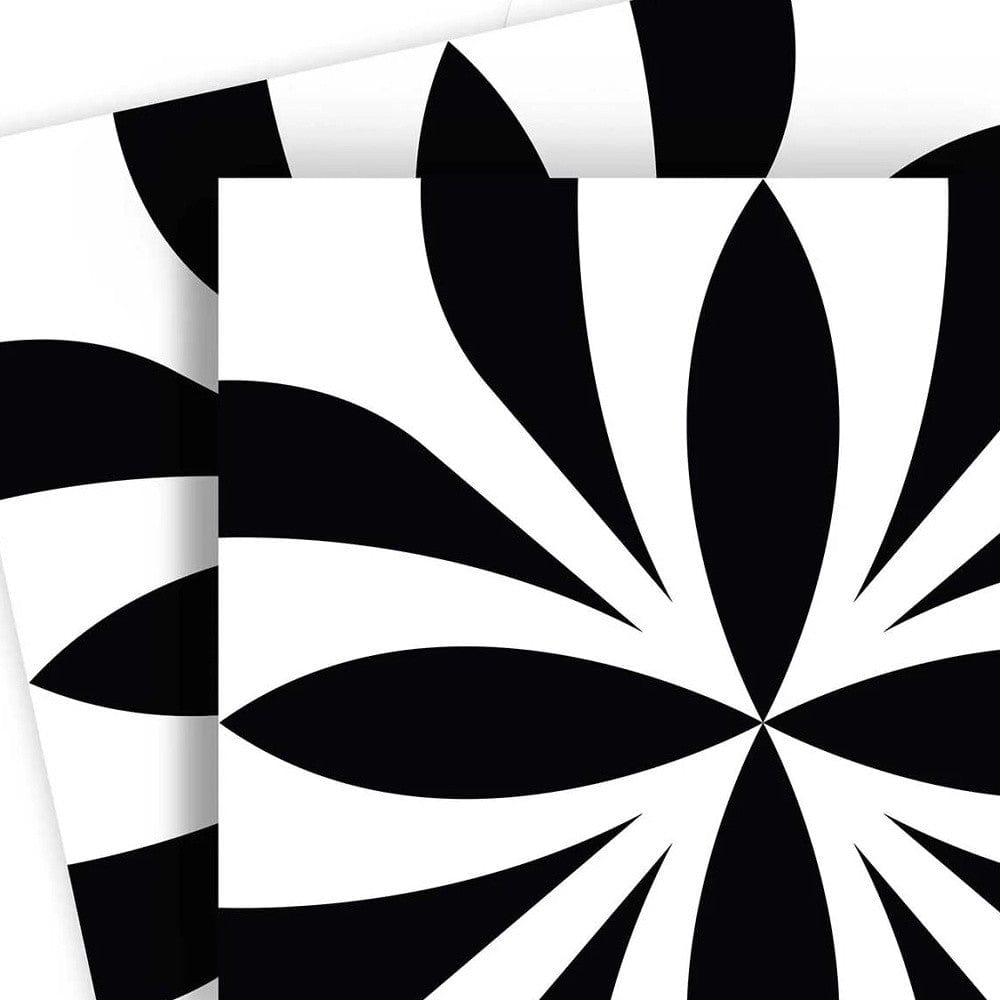 8" X 8" Black and White Colla Peel and Stick Removable Tiles - Homeroots