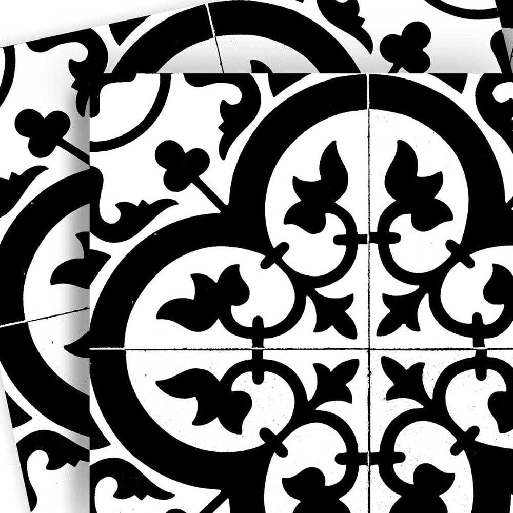 6" X 6" Black and White Roka Peel and Stick Removable Tiles - Homeroots