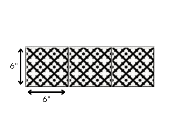 6" X 6" Black and White Dia Peel and Stick Removable Tiles - Homeroots