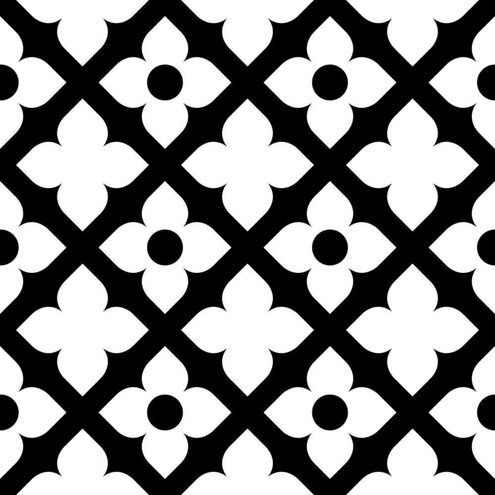6" X 6" Black and White Dia Peel and Stick Removable Tiles - Homeroots