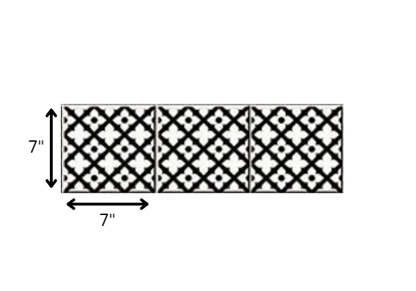 7" X 7" Black and White Dia Peel and Stick Removable Tiles - Homeroots
