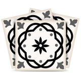 4" X 4" Black and White Rolla Peel and Stick Removable Tiles - Homeroots