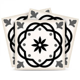 4" X 4" Black and White Rolla Peel and Stick Removable Tiles - Homeroots