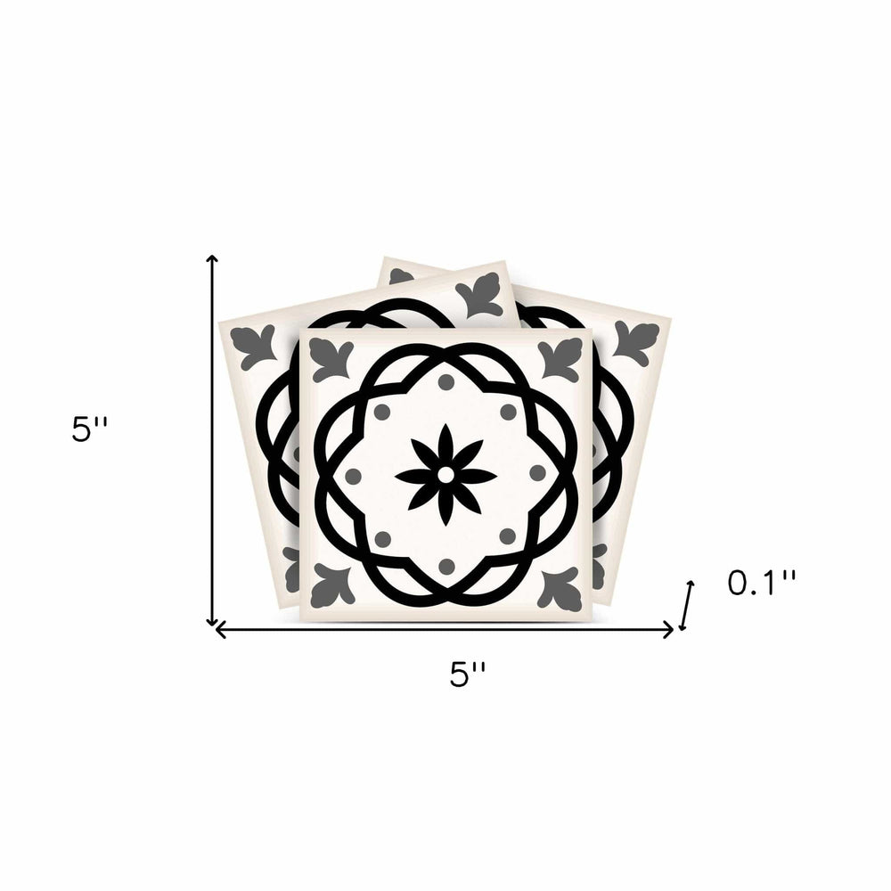 5" X 5" Black and White Rolla Peel and Stick Removable Tiles - Homeroots