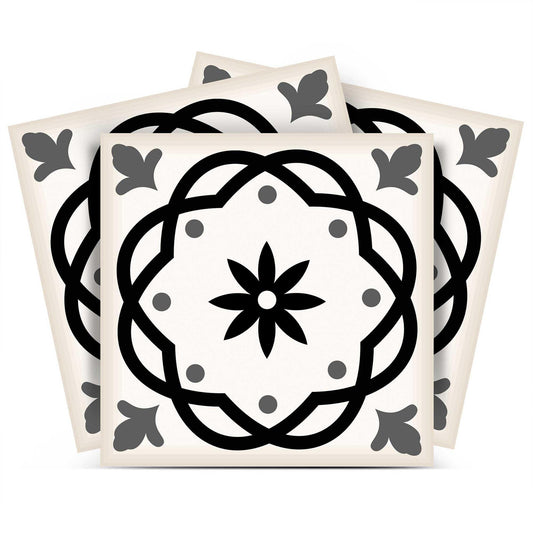 6" X 6" Black and White Rolla Peel and Stick Removable Tiles - Homeroots