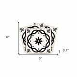 6" X 6" Black and White Rolla Peel and Stick Removable Tiles - Homeroots