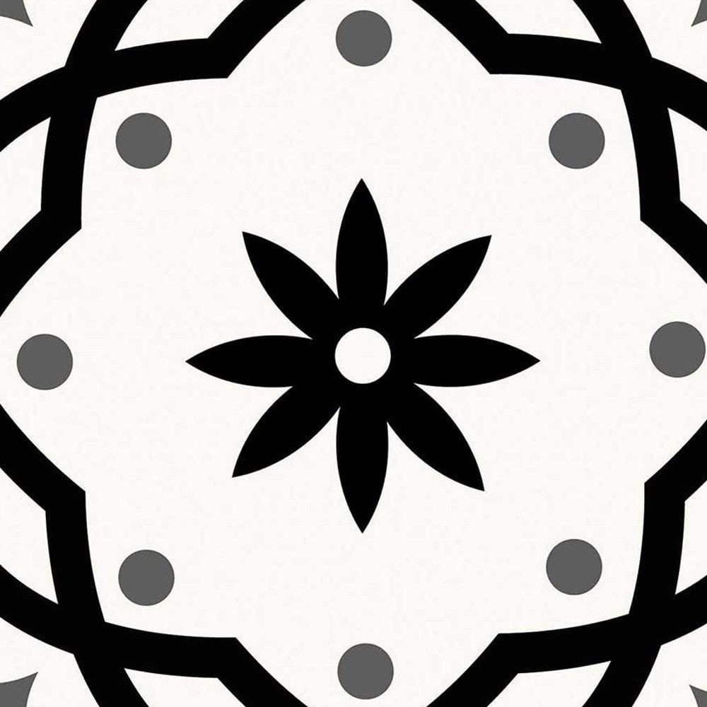 6" X 6" Black and White Rolla Peel and Stick Removable Tiles - Homeroots