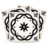 7" X 7" Black and White Rolla Peel and Stick Removable Tiles - Homeroots