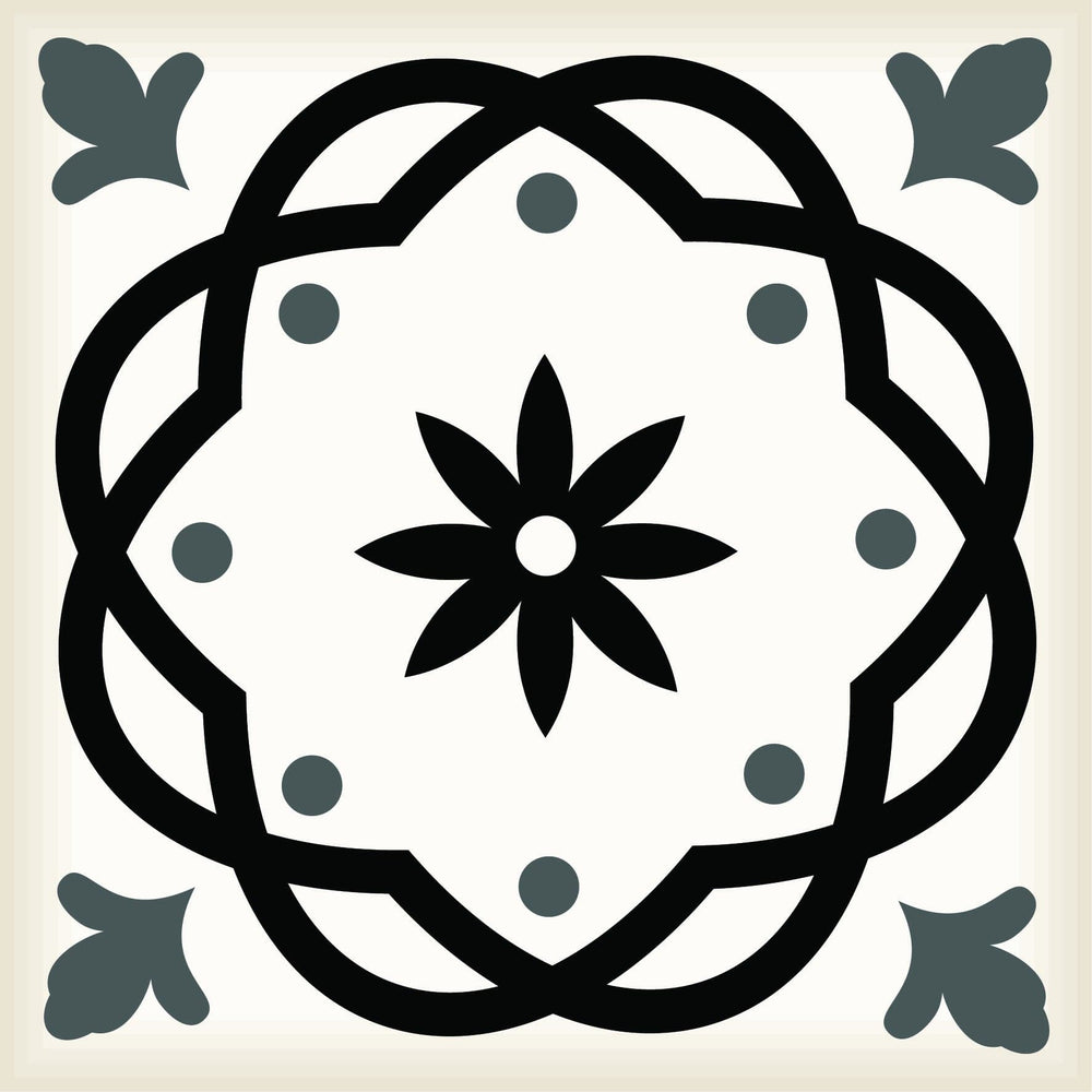 7" X 7" Black and White Rolla Peel and Stick Removable Tiles - Homeroots