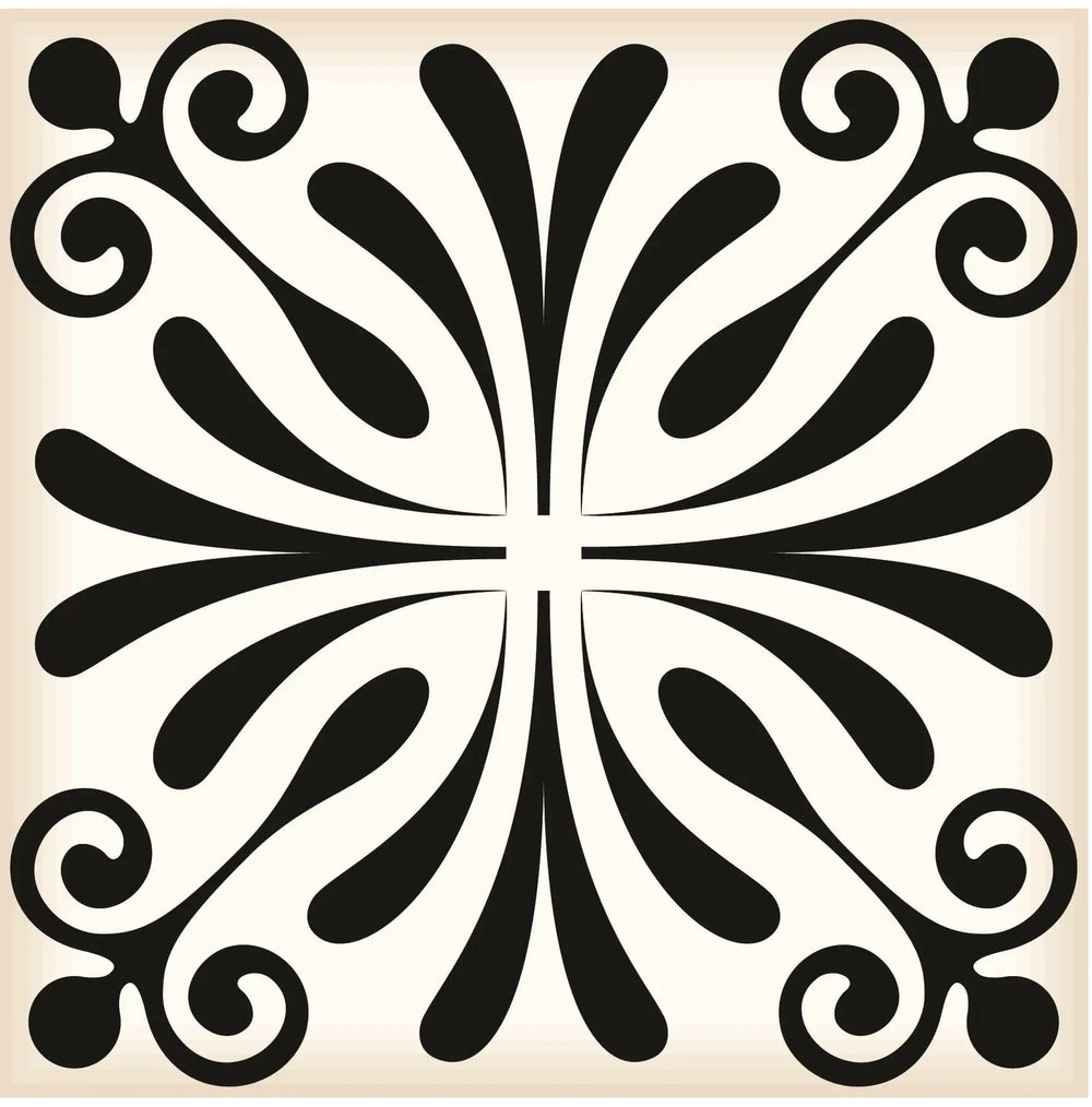 4" X 4" Black and White Flo Peel and Stick Removable Tiles - Homeroots