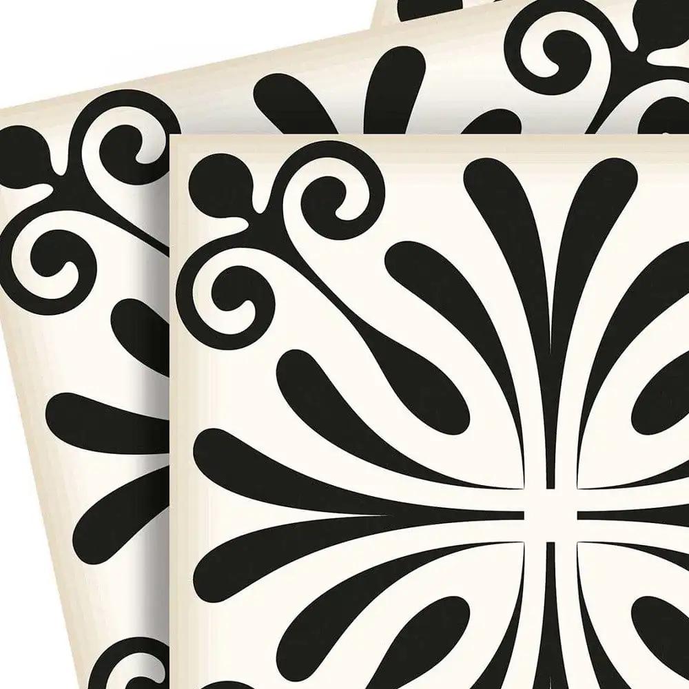 5" X 5" Black and White Flo Peel and Stick Removable Tiles - Homeroots