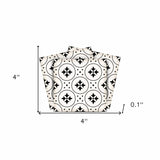 4" X 4" Black and White Rosa Peel and Stick Removable Tiles - Homeroots