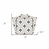 5" X 5" Black and White Rosa Peel and Stick Removable Tiles - Homeroots