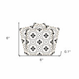 6" X 6" Black and White Rosa Peel and Stick Removable Tiles - Homeroots
