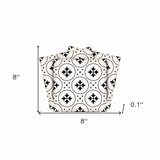 8" X 8" Black and White Rosa Peel and Stick Removable Tiles - Homeroots