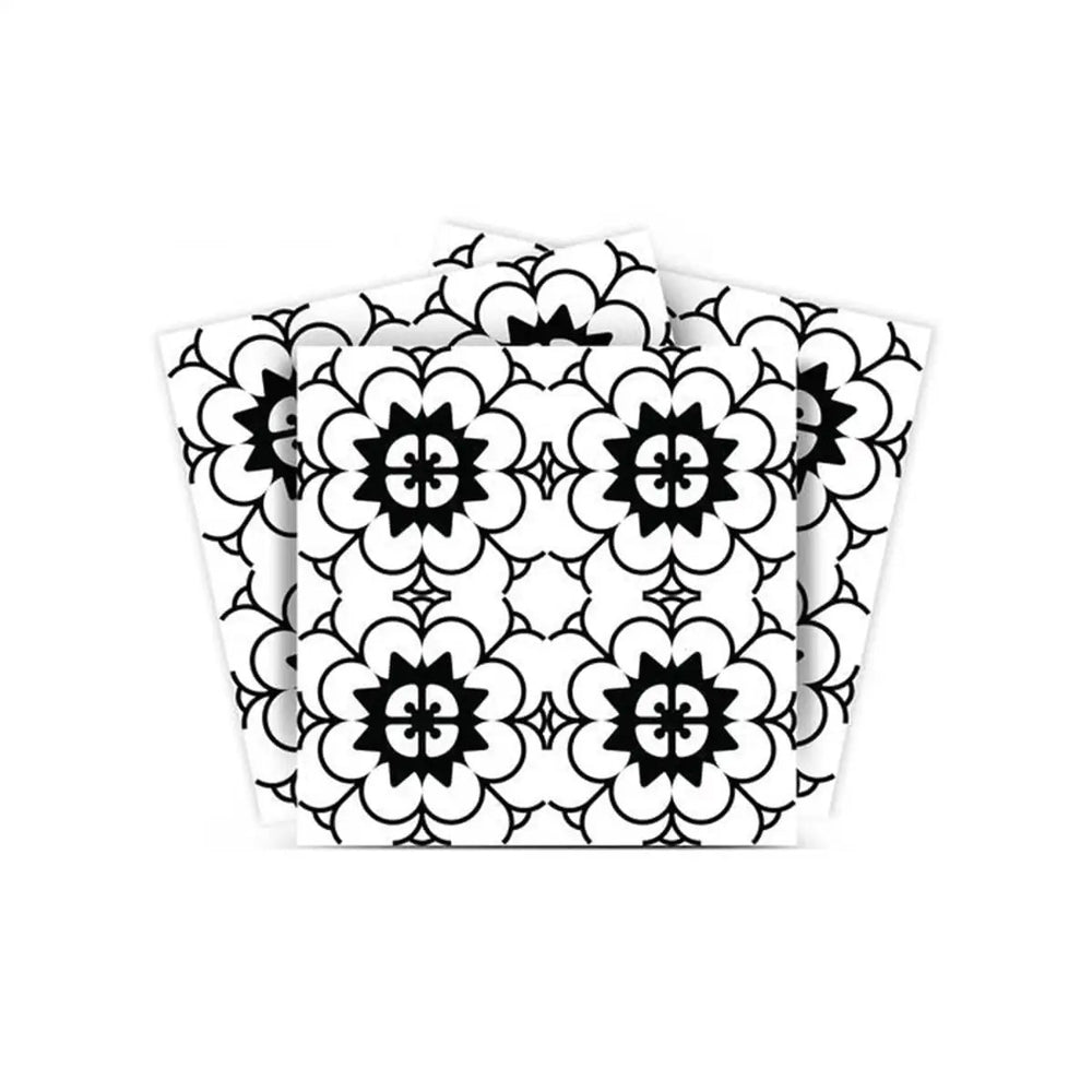 4" X 4" Black and White Gerber Peel and Stick Removable Tiles - Homeroots