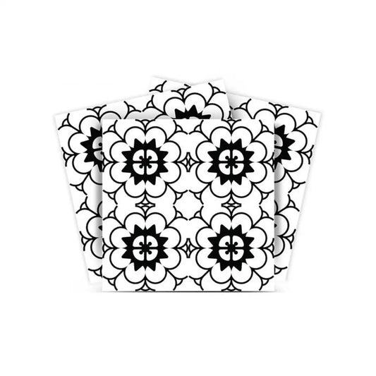 4" X 4" Black and White Gerber Peel and Stick Removable Tiles - Homeroots