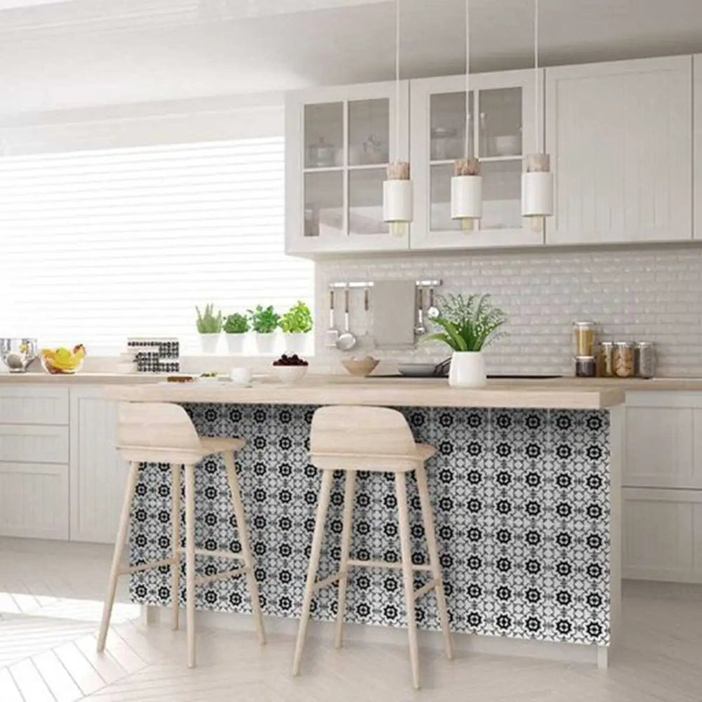 5" X 5" Black and White Gerber Peel and Stick Removable Tiles - Homeroots