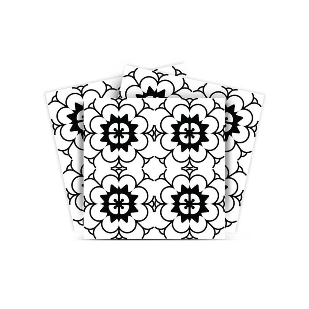 5" X 5" Black and White Gerber Peel and Stick Removable Tiles - Homeroots