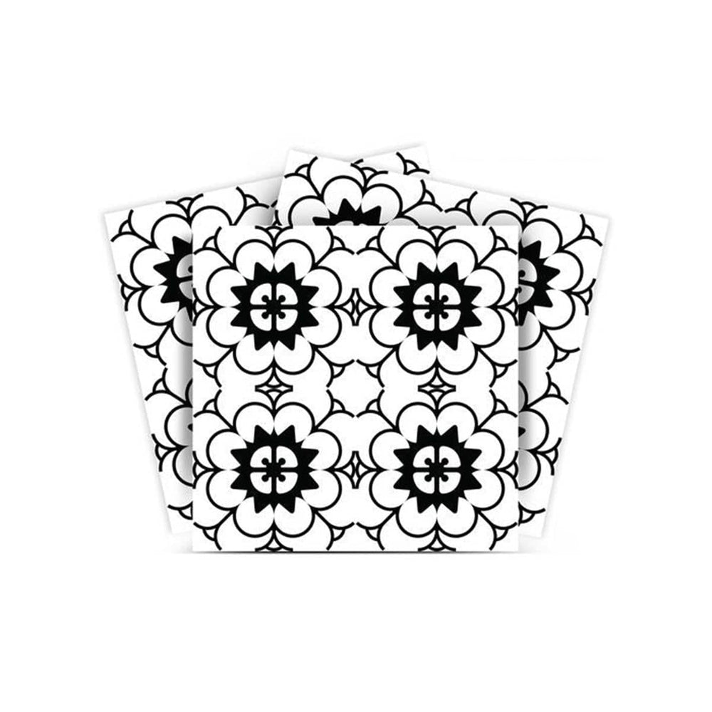 5" X 5" Black and White Gerber Peel and Stick Removable Tiles - Homeroots