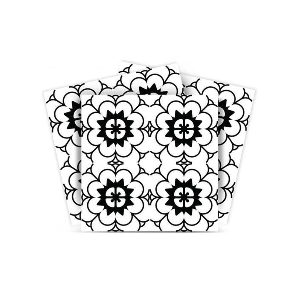 6" X 6" Black and White Gerber Peel and Stick Removable Tiles - Homeroots