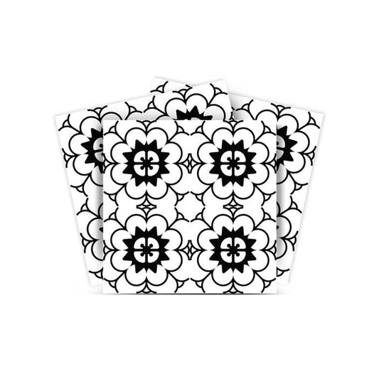 7" X 7" Black and White Gerber Peel and Stick Removable Tiles - Homeroots