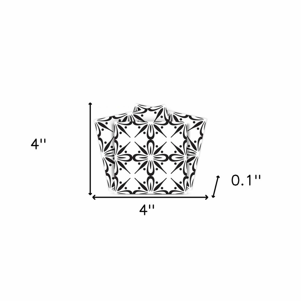 4" X 4" Black and White Quattra Peel and Stick Removable Tiles - Homeroots