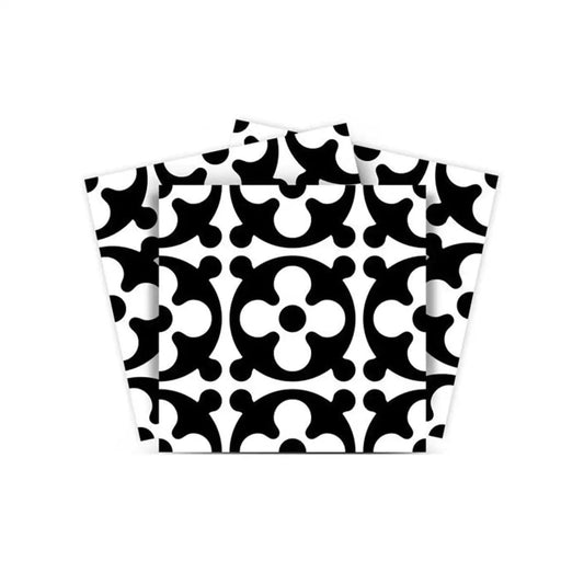 4" X 4" Black and White Medeci Peel and Stick Removable Tiles - Homeroots