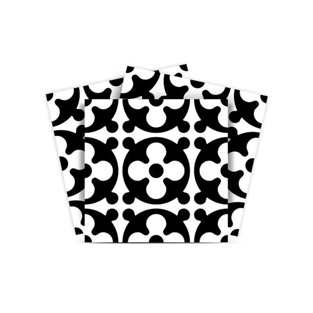 4" X 4" Black and White Medeci Peel and Stick Removable Tiles - Homeroots