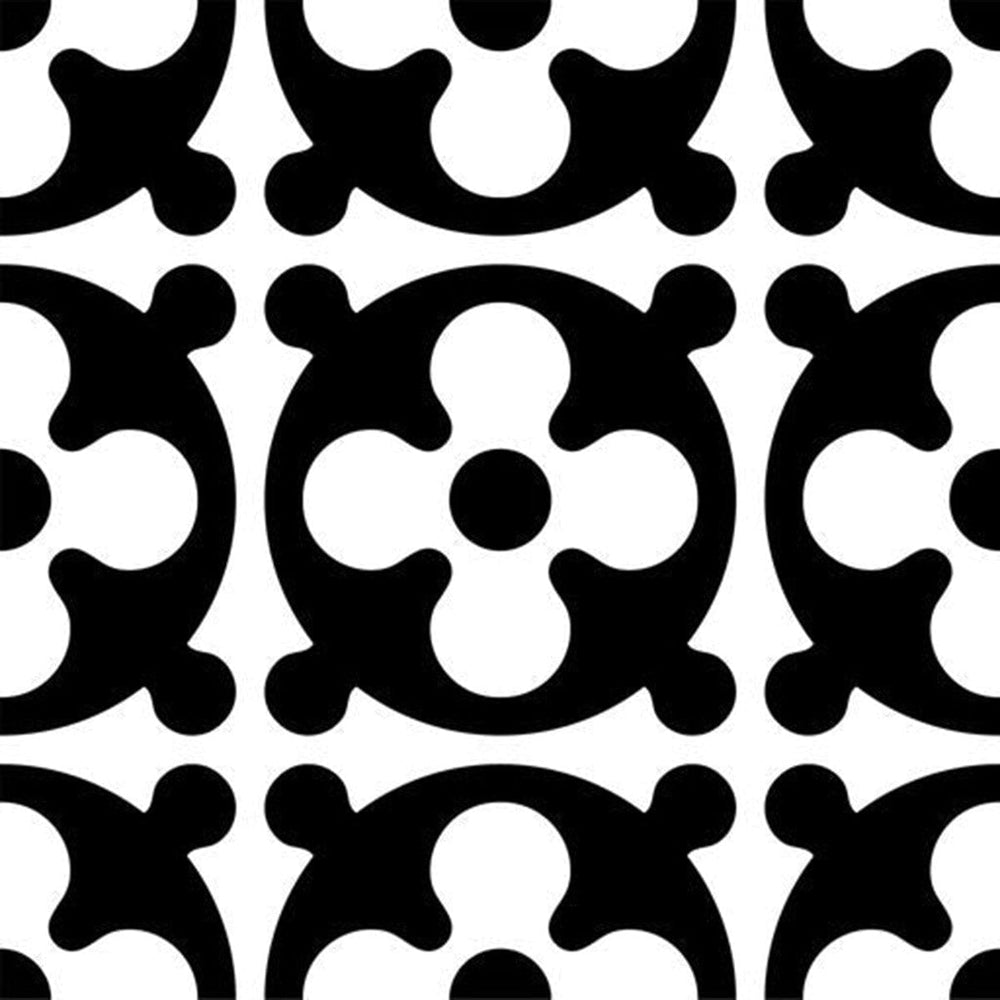 7" X 7" Black and White Medeci Peel and Stick Removable Tiles - Homeroots