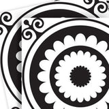 8" X 8" Black and White Posy Peel and Stick Removable Tiles - Homeroots