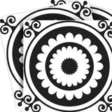 8" X 8" Black and White Posy Peel and Stick Removable Tiles - Homeroots