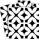 4" X 4" Black and White Pinna Peel and Stick Removable Tiles - Homeroots