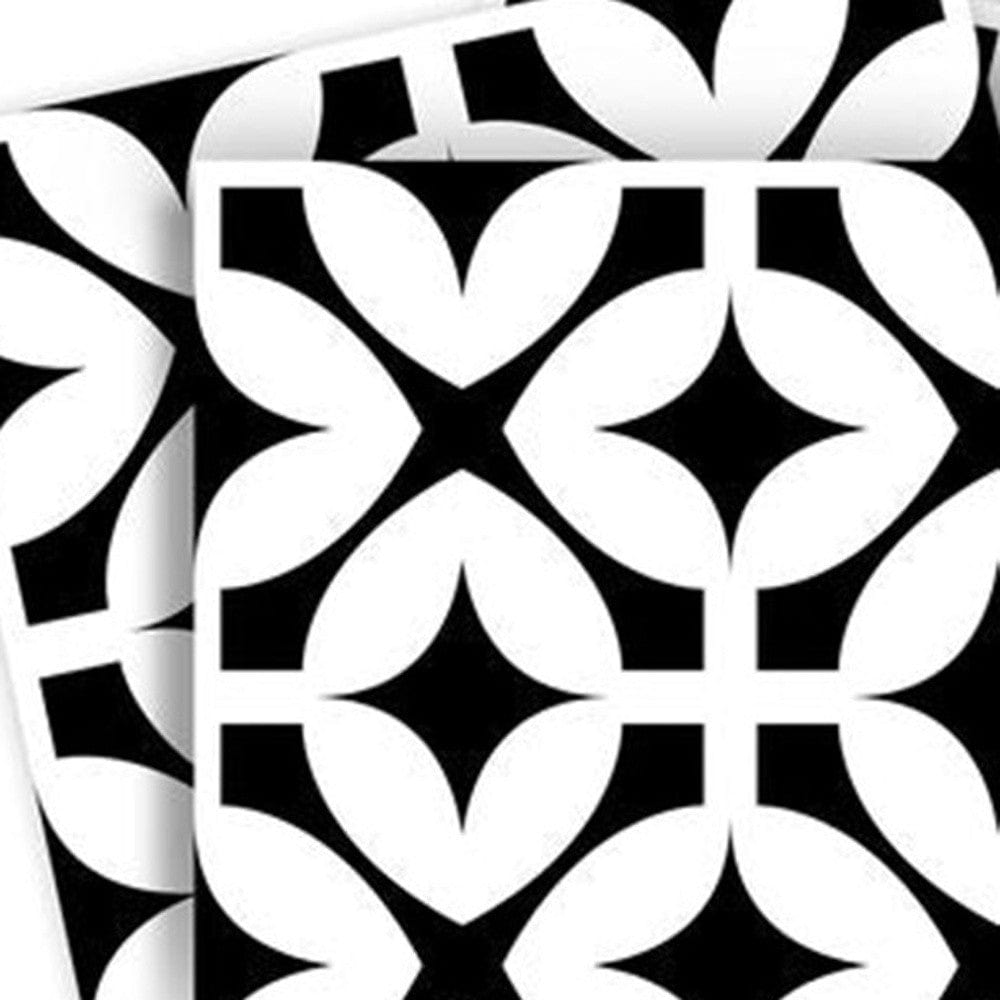 5" X 5" Black and White Pinna Peel and Stick Removable Tiles - Homeroots