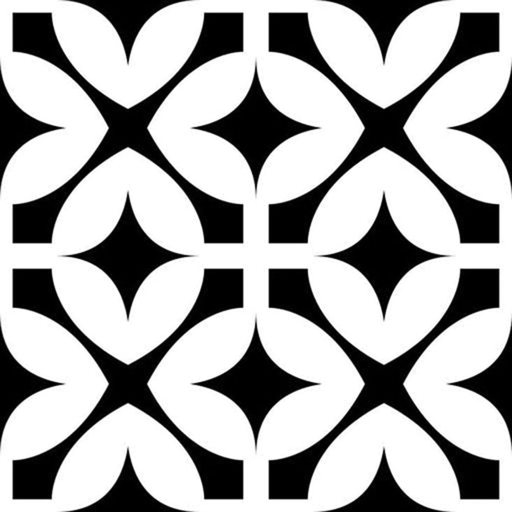 6" X 6" Black and White Pinna Peel and Stick Removable Tiles - Homeroots