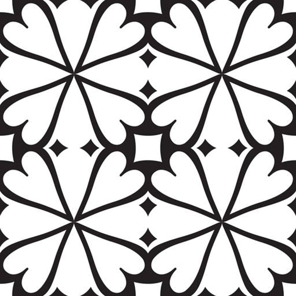5" X 5" Black and White Clove Peel and Stick Removable Tiles - Homeroots