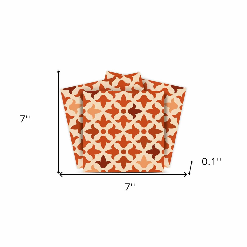 7" X 7" Terra Cotta Tango Peel and Stick Tiles - Homeroots - Flyclothing LLC