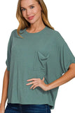 Zenana Oversized Ribbed Round Neck Short Sleeve Tee - Trendsi - Flyclothing LLC