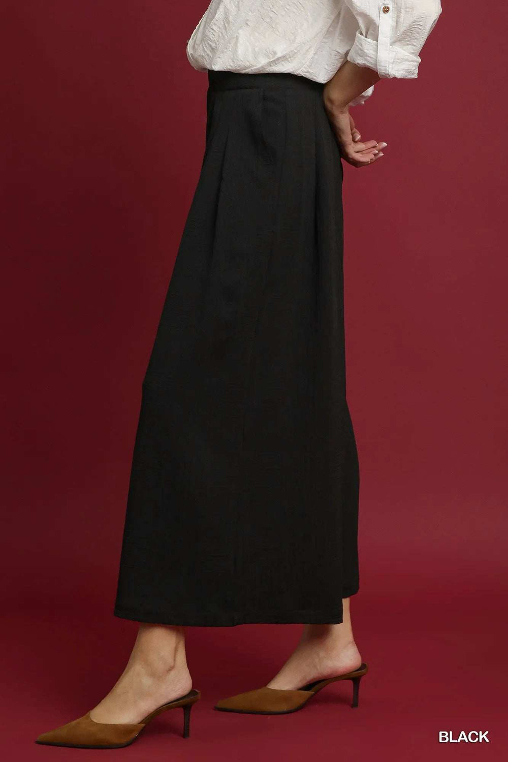 Umgee Elastic Waist Wide Leg Pants - Trendsi - Flyclothing LLC