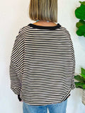 Striped Round Neck Long Sleeve Sweatshirt - Trendsi - Flyclothing LLC