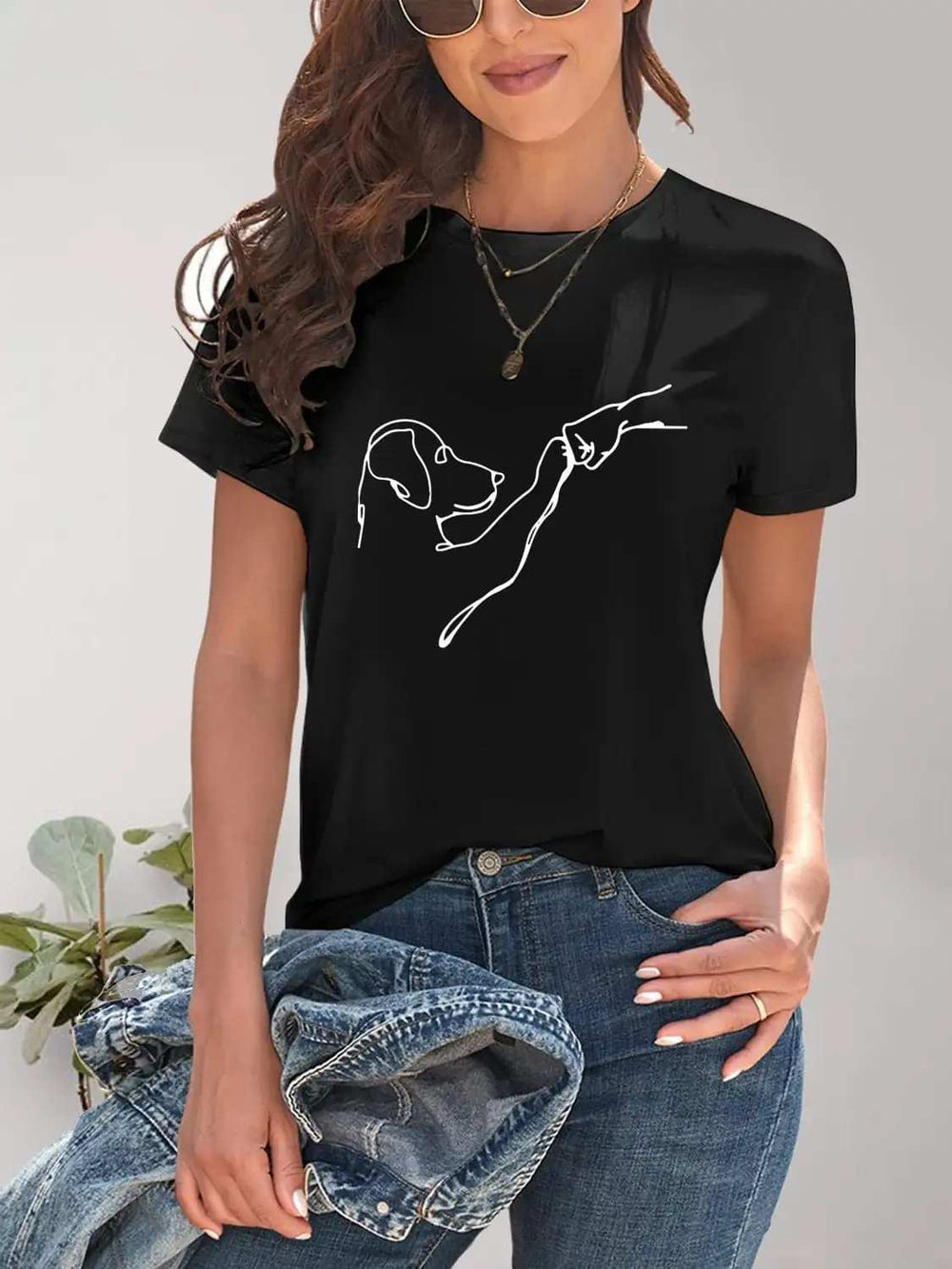 Dog Graphic Round Neck T-Shirt - Trendsi - Flyclothing LLC