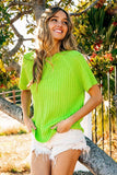 BiBi Texture Round Neck Short Sleeve Knit Top - Trendsi - Flyclothing LLC