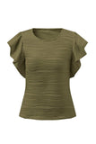 Textured Round Neck Cap Sleeve Top - Trendsi - Flyclothing LLC