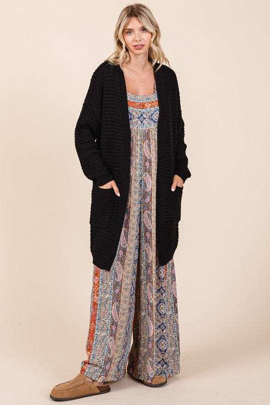 Mittoshop Open Front Long Sleeve Longline Cardigan - Trendsi - Flyclothing LLC