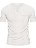Men's Full Size Notched Short Sleeve T-Shirt Plus Size - Trendsi - Flyclothing LLC