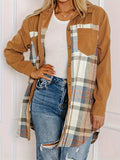 Plaid Collared Neck Long Sleeve Jacket - Trendsi - Flyclothing LLC