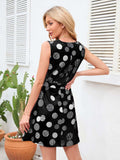 Tied Polka Dot V-Neck Dress - Trendsi - Flyclothing LLC