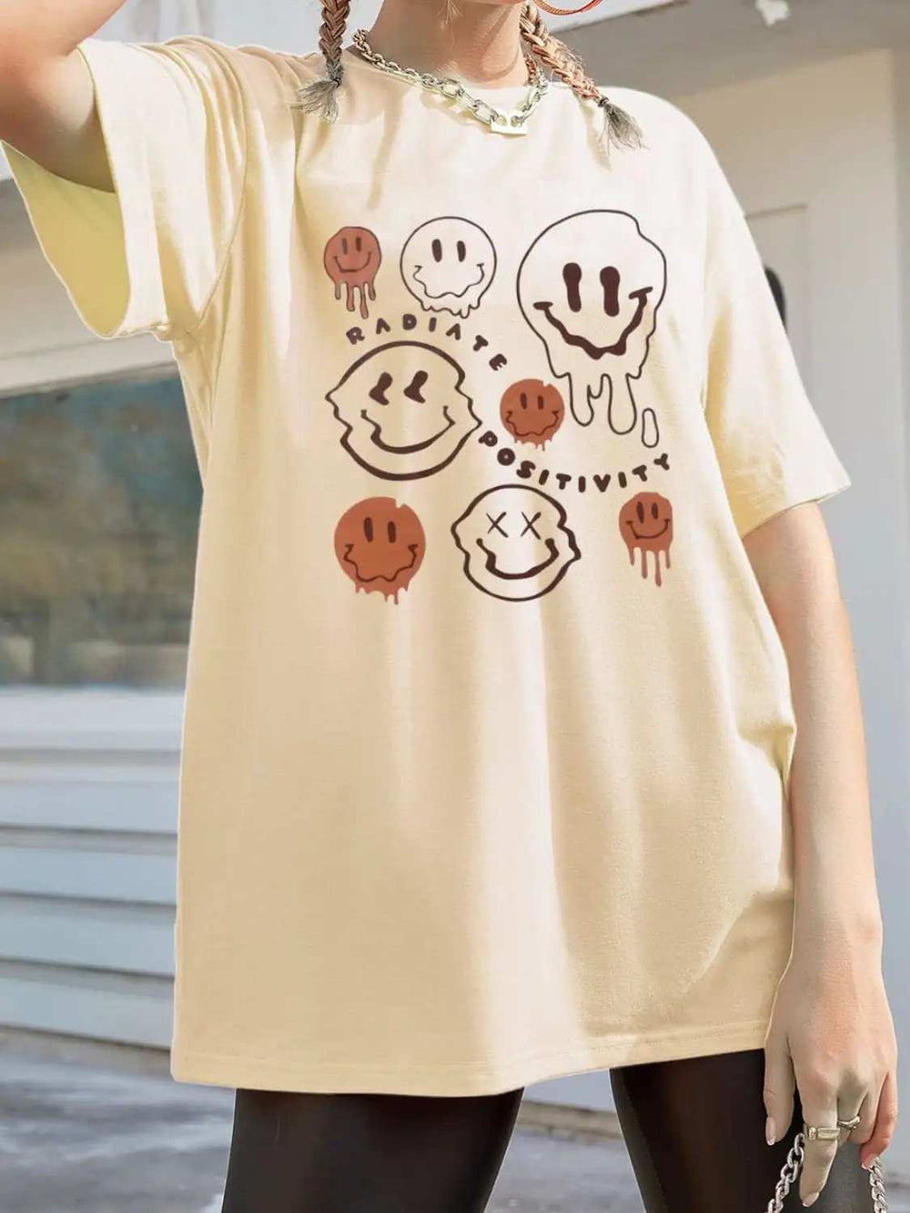 Graphic Round Neck Half Sleeve T-Shirt - Trendsi - Flyclothing LLC