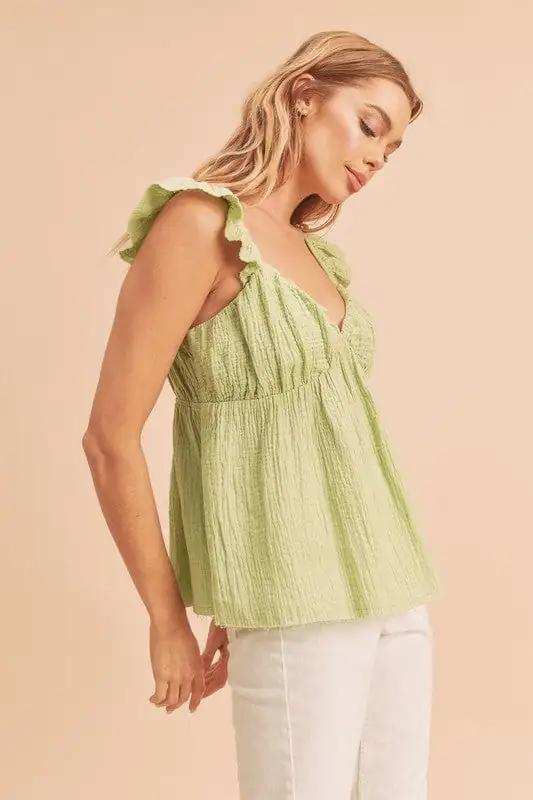 Aemi + Co Sweetheart Neck Ruffled Strap Top - Trendsi - Flyclothing LLC