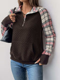 Perfee Plaid Half Zip Long Sleeve Sweatshirt - Trendsi - Flyclothing LLC